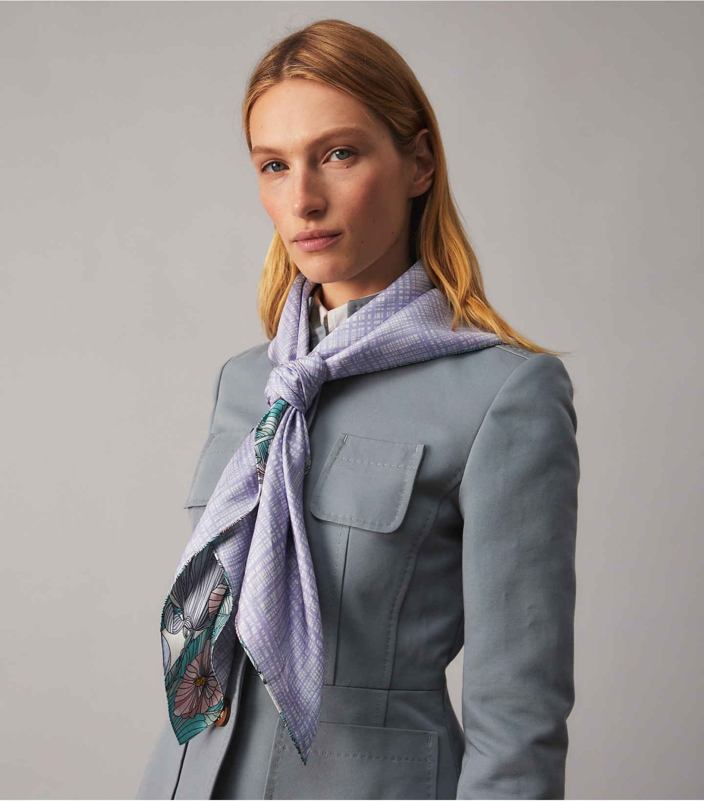 芙蓉花双面丝绸方巾